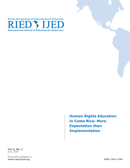 Human Rights Education in Costa Rica: More Expectation Than Implementation