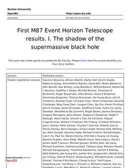 First M87 Event Horizon Telescope Results. I. the Shadow of the Supermassive Black Hole