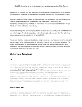 Read and Write Images from a Database Using SQL Server
