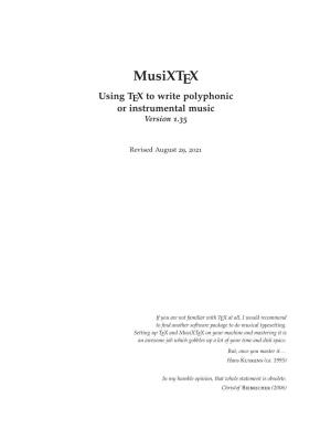Musixtex Using TEX to Write Polyphonic Or Instrumental Music Version 1.35