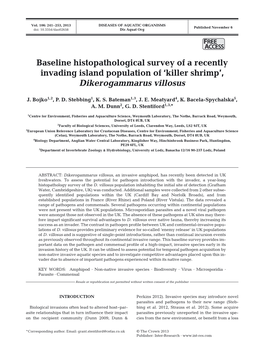 Baseline Histopathological Survey of a Recently Invading Island Population of ‘Killer Shrimp’, Dikerogammarus Villosus