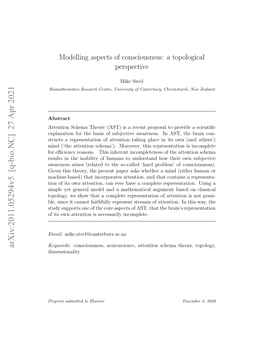 Modelling Aspects of Consciousness: a Topological Perspective