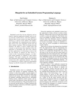 Blueprint for an Embedded Systems Programming Language