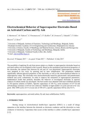 Electrochemical Behavior of Supercapacitor Electrodes Based on Activated Carbon and Fly Ash