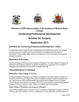 Continuing Professional Development Scheme for Surgery September 2011