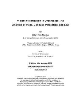 Violent Victimization in Cyberspace: an Analysis of Place, Conduct, Perception, and Law