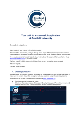 Your Path to a Successful Application at Cranfield University