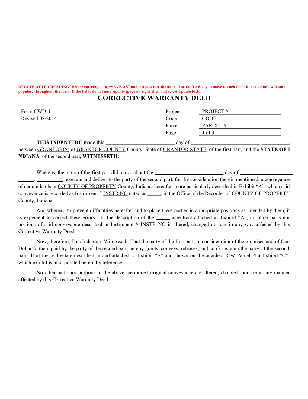 Corrective Warranty Deed