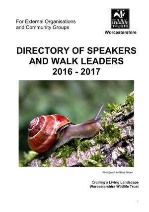 Directory of Speakers and Walk Leaders