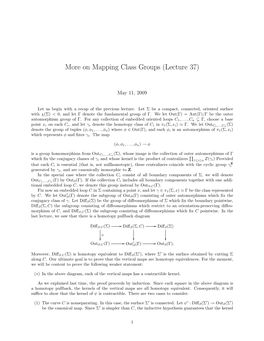 More on Mapping Class Groups (Lecture 37)