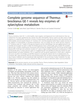 Complete Genome Sequence of Thermus Brockianus GE-1 Reveals