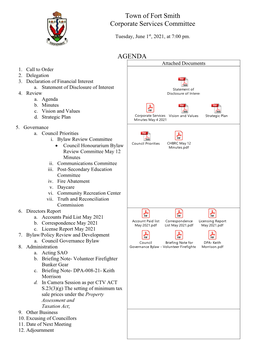 AGENDA Town of Fort Smith Corporate Services Committee