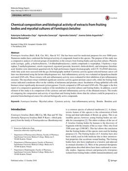 Chemical Composition and Biological Activity of Extracts from Fruiting Bodies and Mycelial Cultures of Fomitopsis Betulina