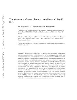 The Structure of Amorphous, Crystalline and Liquid Geo2