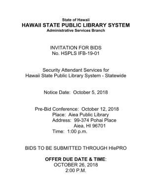 HAWAII STATE PUBLIC LIBRARY SYSTEM Administrative Services Branch