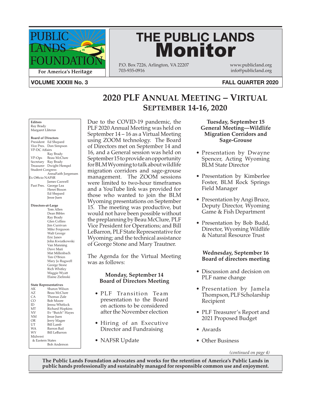 Read the Fall 2020 Monitor!