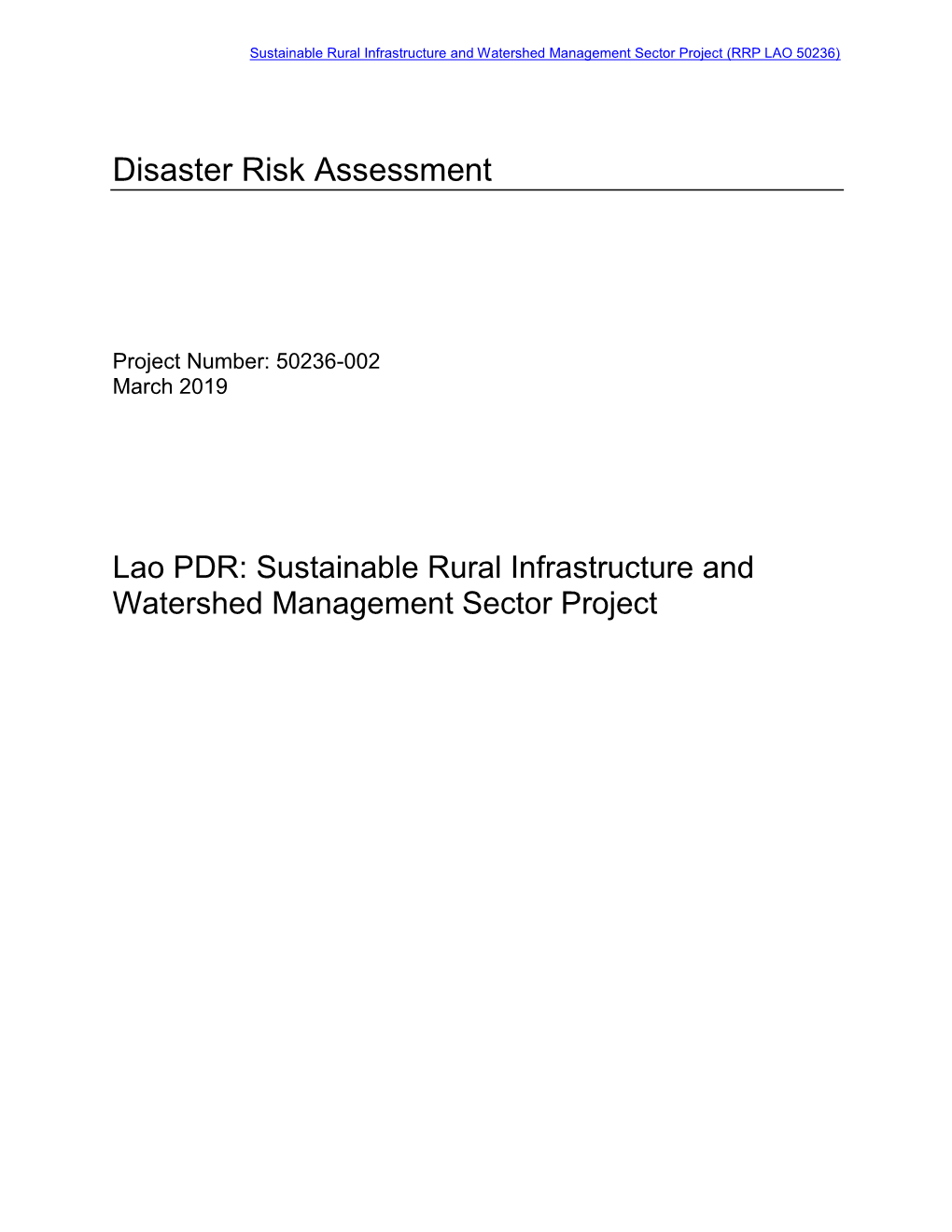 Disaster Risk Assessment