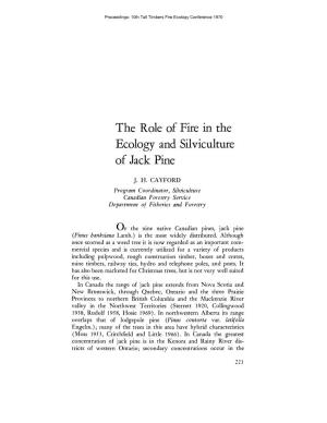 The Role of Fire in the Ecology and Silviculture of Jack Pine, J. H
