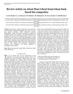 Review Article on Wheat Flour/Wheat Bran/Wheat Husk Based Bio Composites