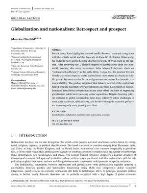 Globalization and Nationalism: Retrospect and Prospect
