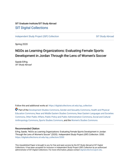 Ngos As Learning Organizations: Evaluating Female Sports Development in Jordan Through the Lens of Women’S Soccer