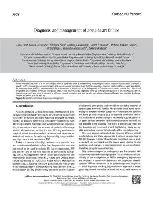 Diagnosis and Management of Acute Heart Failure