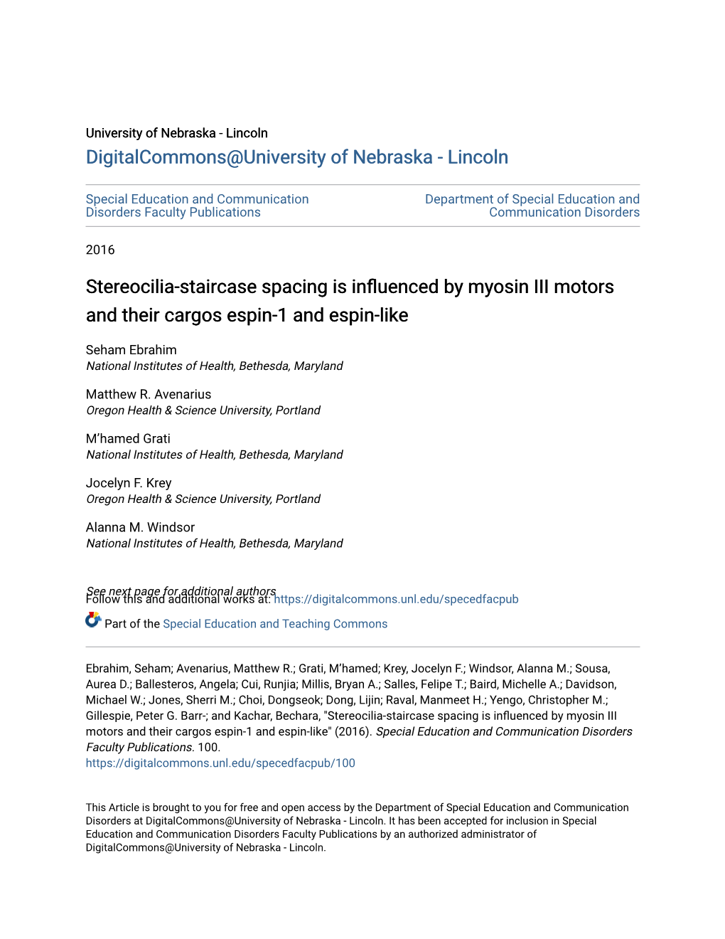 Stereocilia-Staircase Spacing Is Influenced by Myosin III Motors And