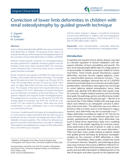 Correction of Lower Limb Deformities in Children with Renal Osteodystrophy by Guided Growth Technique