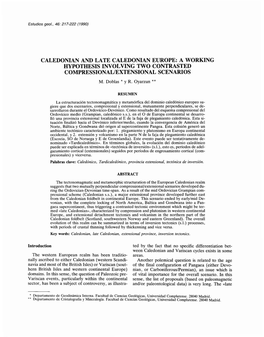 Caledonian and Late Caledonian Europe: a Working Hypothesis Involving Two Contrasted Compressional/Extensional Scenarios