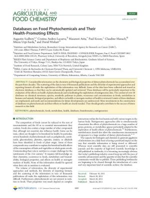 Databases on Food Phytochemicals and Their Health-Promoting Effects
