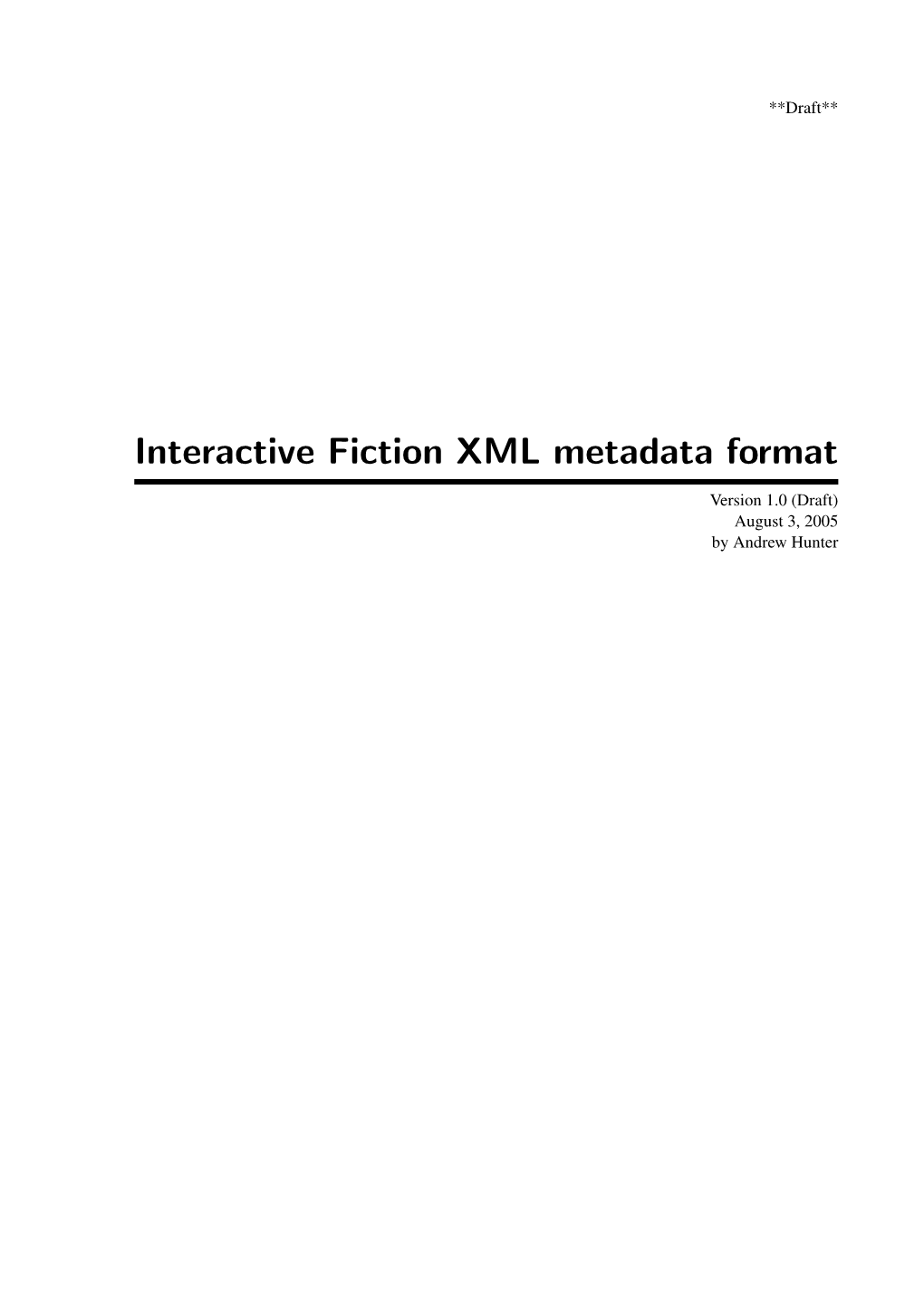 IF XML Metadata Format