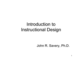 Introduction to Instructional Design