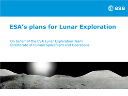 ESA's Plans for Lunar Exploration