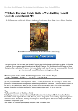 [990.Book] Download Kobold Guide to Worldbuilding (Kobold Guides to Game Design) PDF