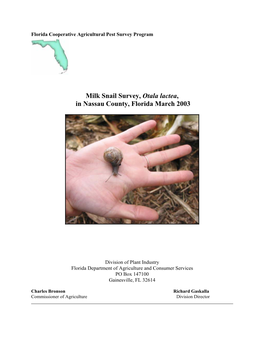 Milk Snail Survey, Otala Lactea, in Nassau County, Florida March 2003