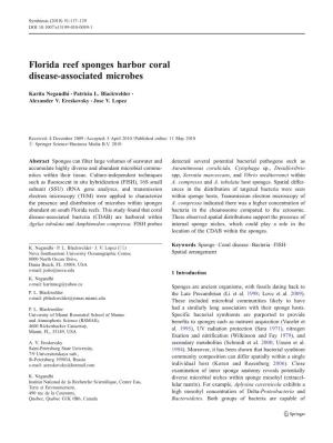 Florida Reef Sponges Harbor Coral Disease-Associated Microbes