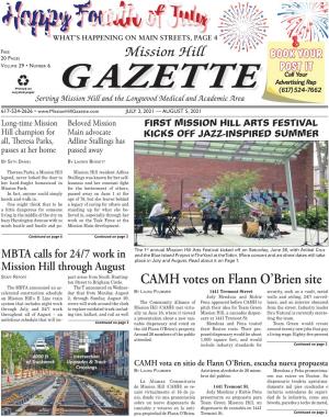 Mission Hill Gazette • Boston’S Drinking Water Complies with State and Federal Standards According to MWRA Report