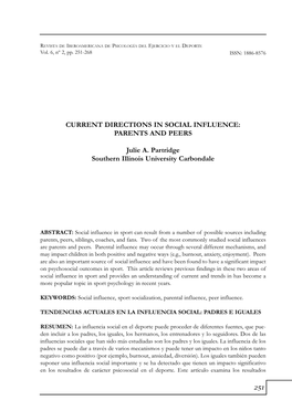 Current Directions in Social Influence: Parents and Peers
