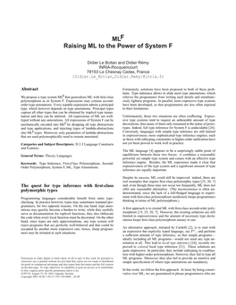 MLF Raising ML to the Power of System F