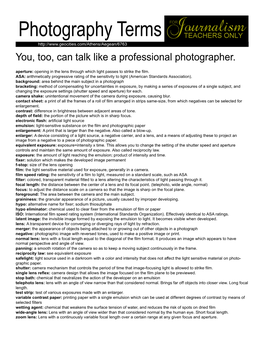 Photography Terms You, Too, Can Talk Like a Professional Photographer