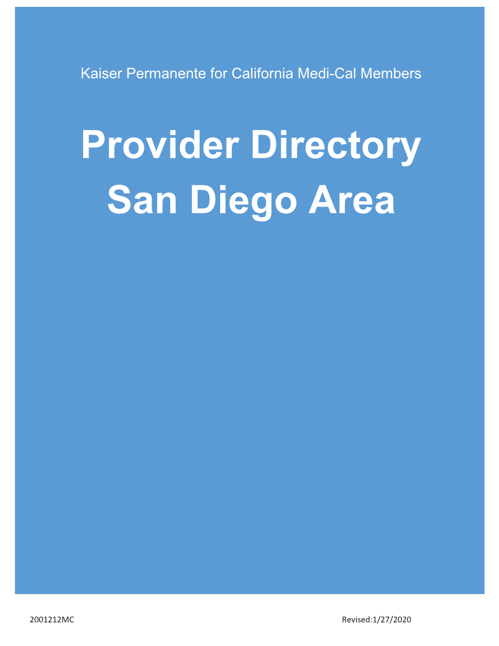 Provider Directory San Diego Area