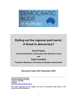 Rolling out the Regional Pork Barrel: a Threat to Democracy?