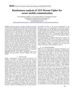 Randomness Analysis of A5/1 Stream Cipher for Secure Mobile Communication