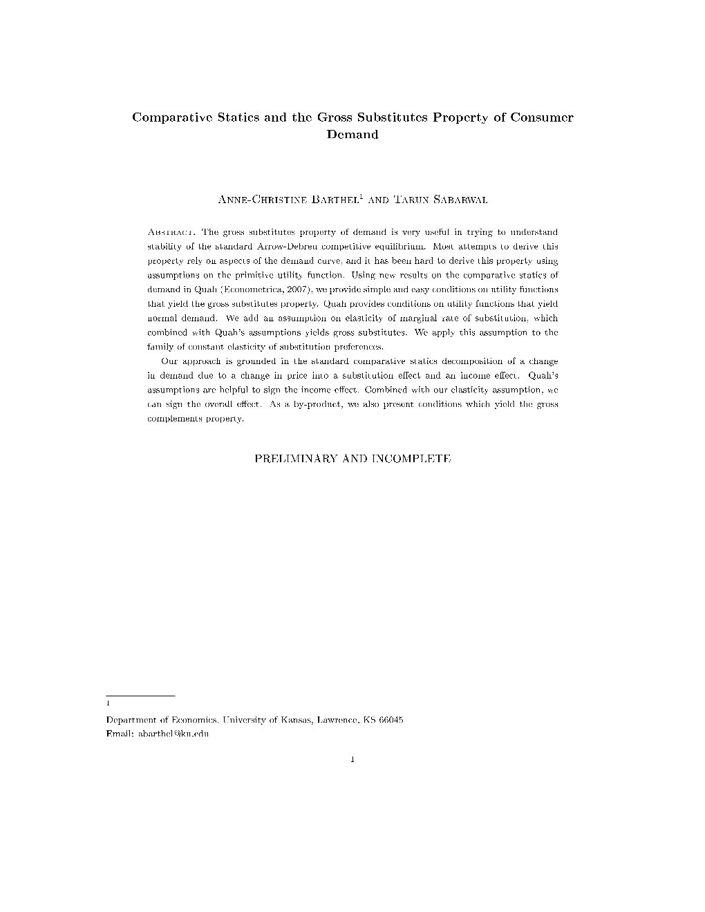 Comparative Statics and the Gross Substitutes Property of Consumer Demand