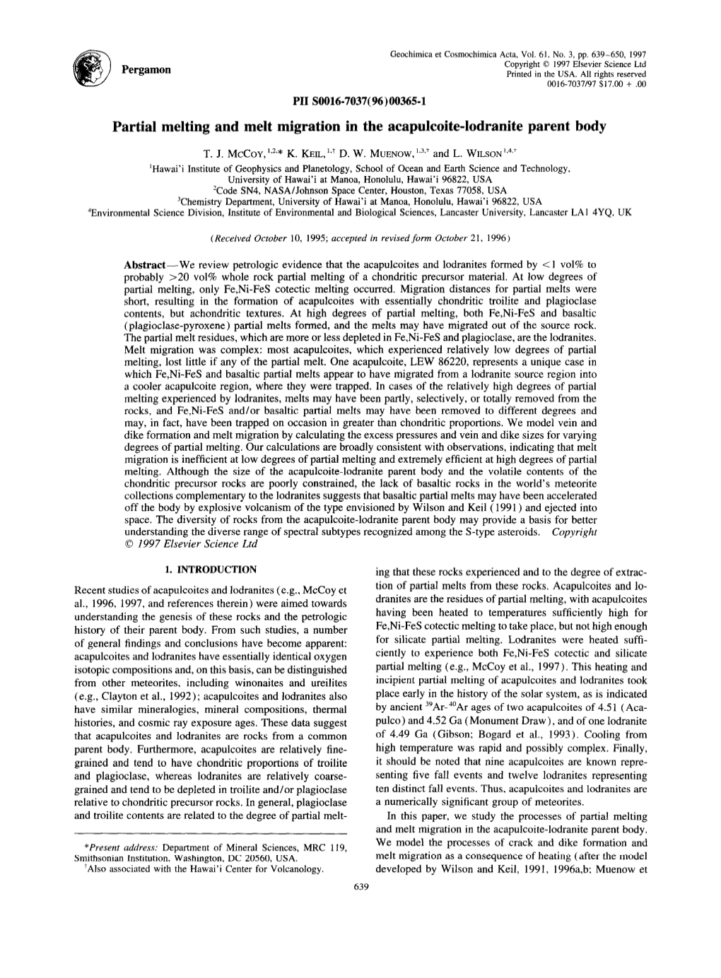 Partial Melting and Melt Migration in the Acapulcoite-Lodranite Parent Body