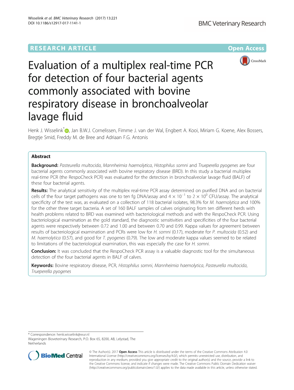 Evaluation of a Multiplex Real-Time PCR for Detection of Four Bacterial