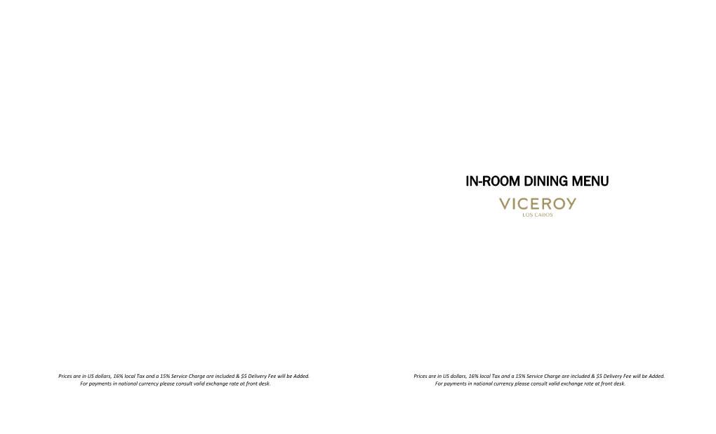 In-Room Dining Menu