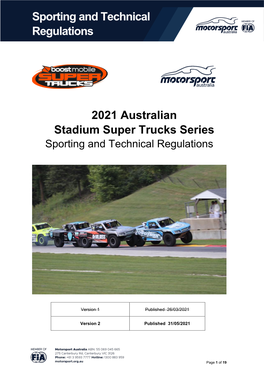 Sporting and Technical Regulations 2021 Australian Stadium Super Trucks Series