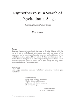 Psychotherapist in Search of a Psychodrama Stage