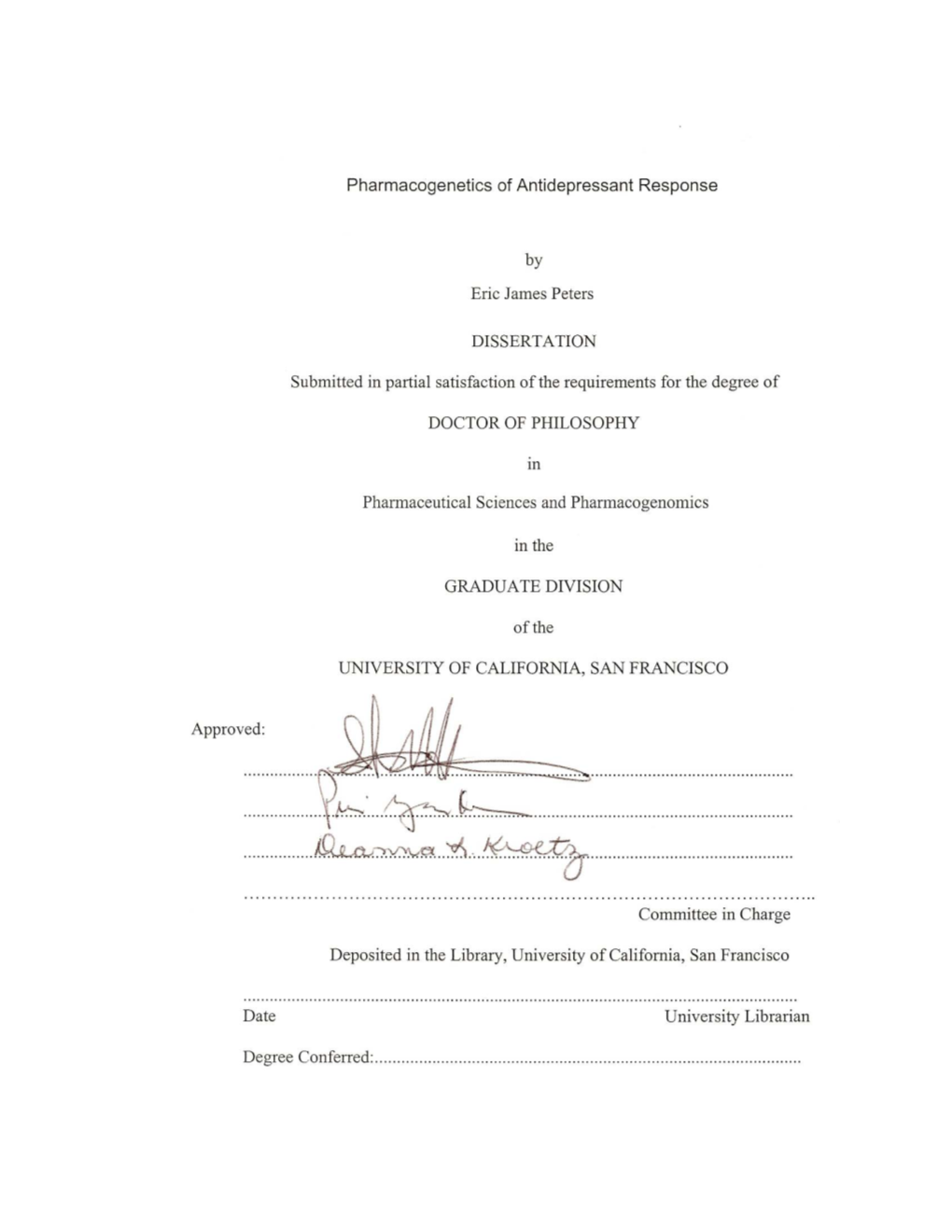 Pharmacogenetics of Antidepressant Response